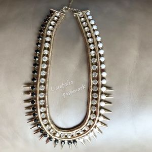 Spiky Statement Necklace gold tone with daimonds